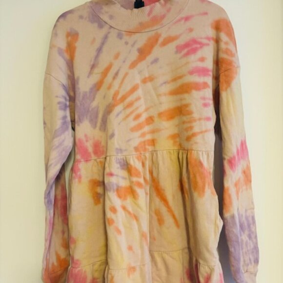NWT a new day Fleece sweatshirt tiered dress tie dye size small - Picture 4 of 6